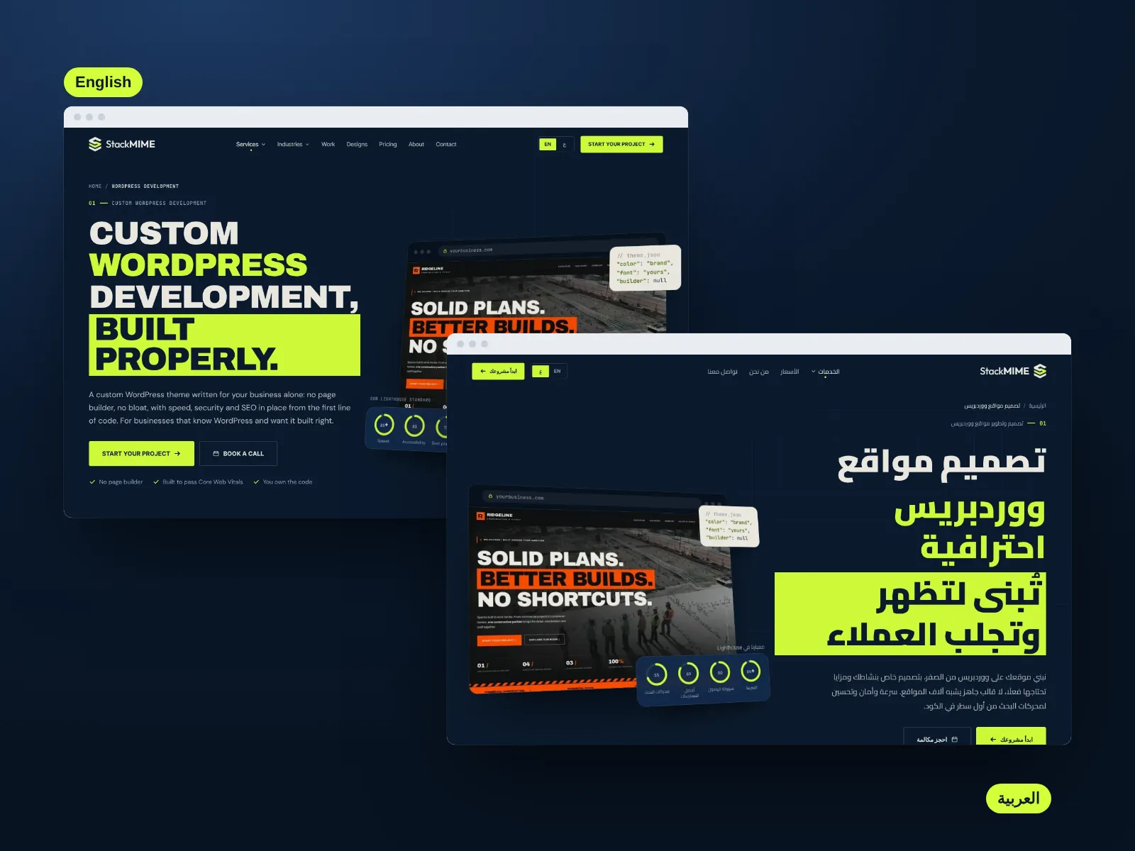 The same StackMIME page in English and Arabic