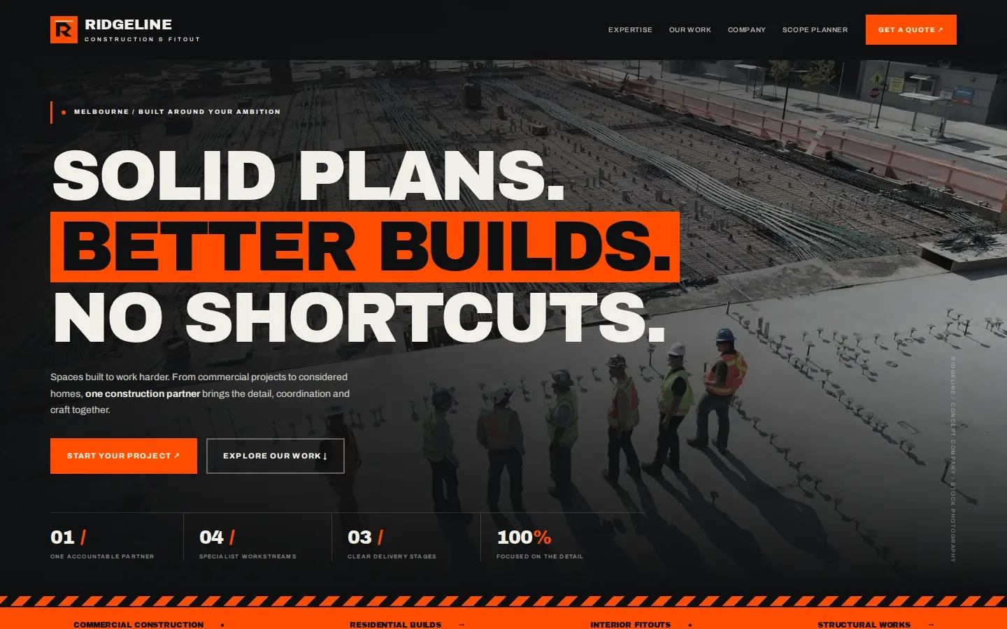 Construction and contracting website template homepage
