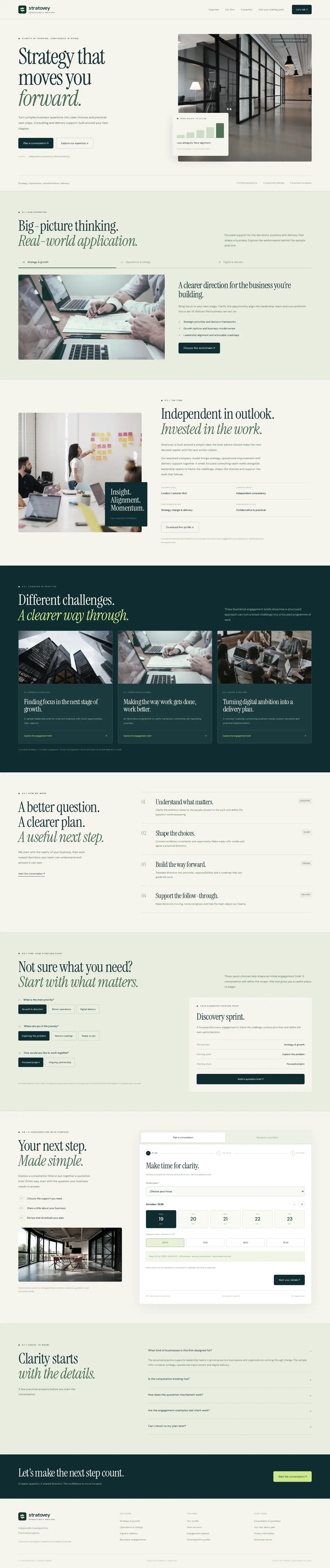 Consultancy website template homepage from top to footer
