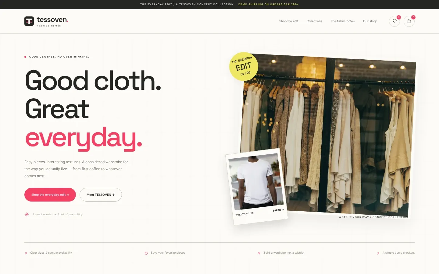 Clothing store and fashion e-commerce website template homepage