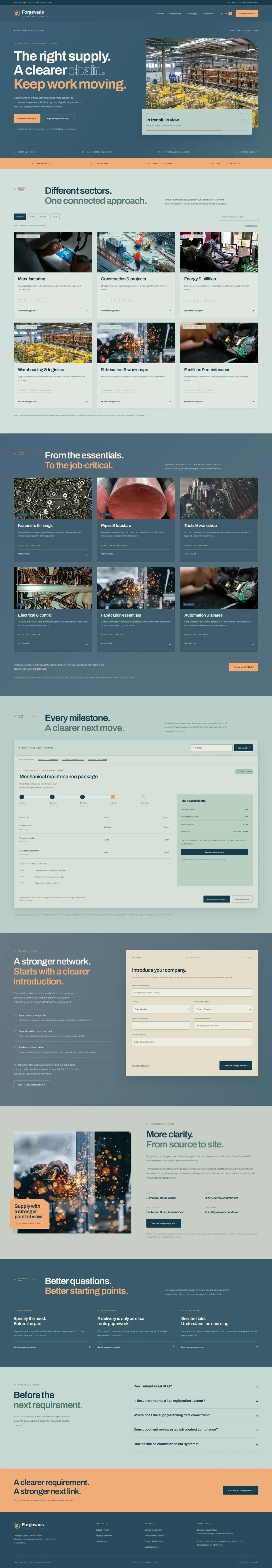 Industrial supply website template, full homepage from the top to the footer
