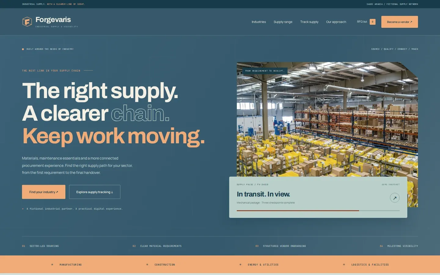 Industrial, engineering and supply website template homepage