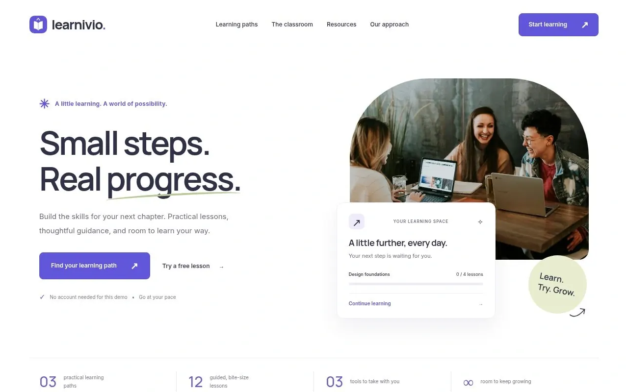 Online learning platform (LMS) website template homepage