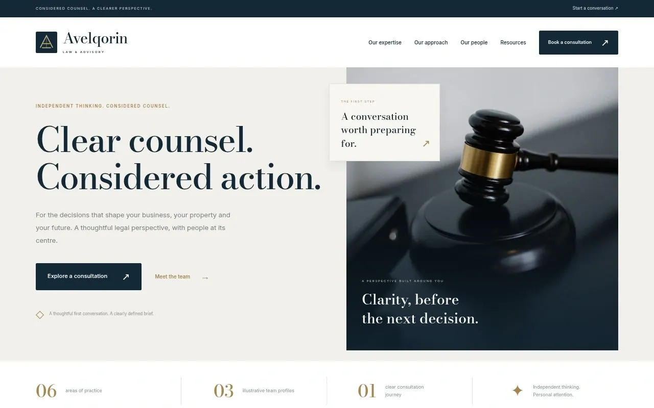 Law firm website template homepage