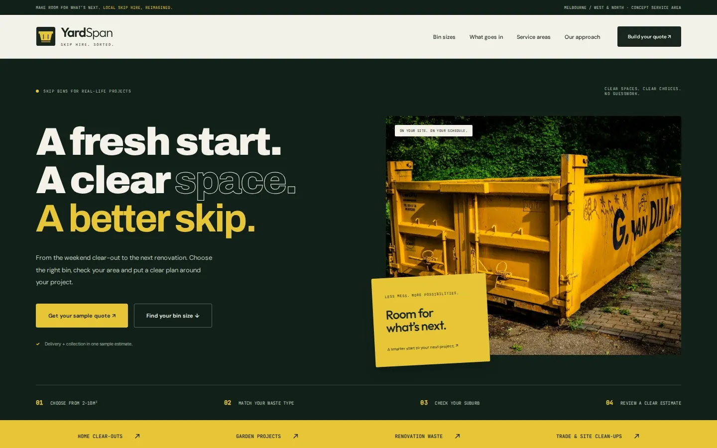 Skip bin hire and waste services website template homepage