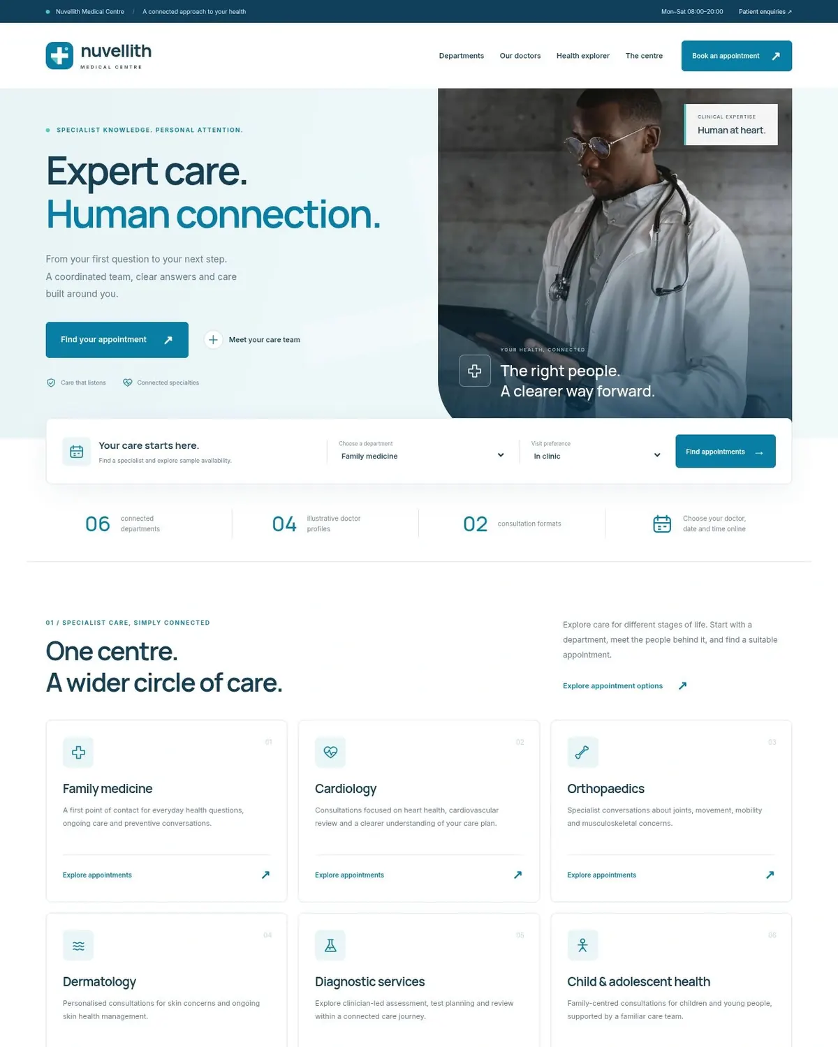 A finished page of a custom WordPress website with real content