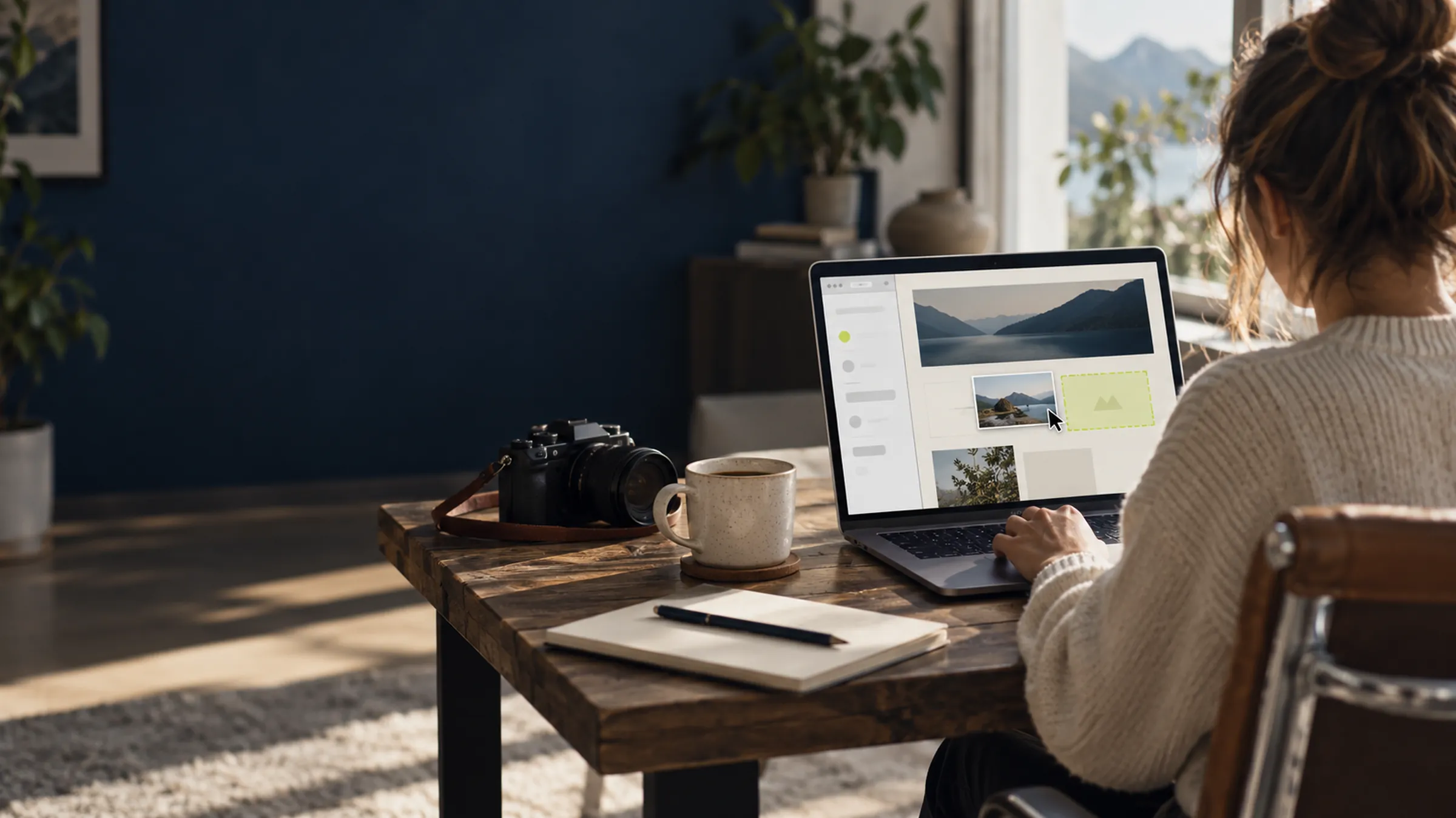 A team member editing photos on their own website from a laptop