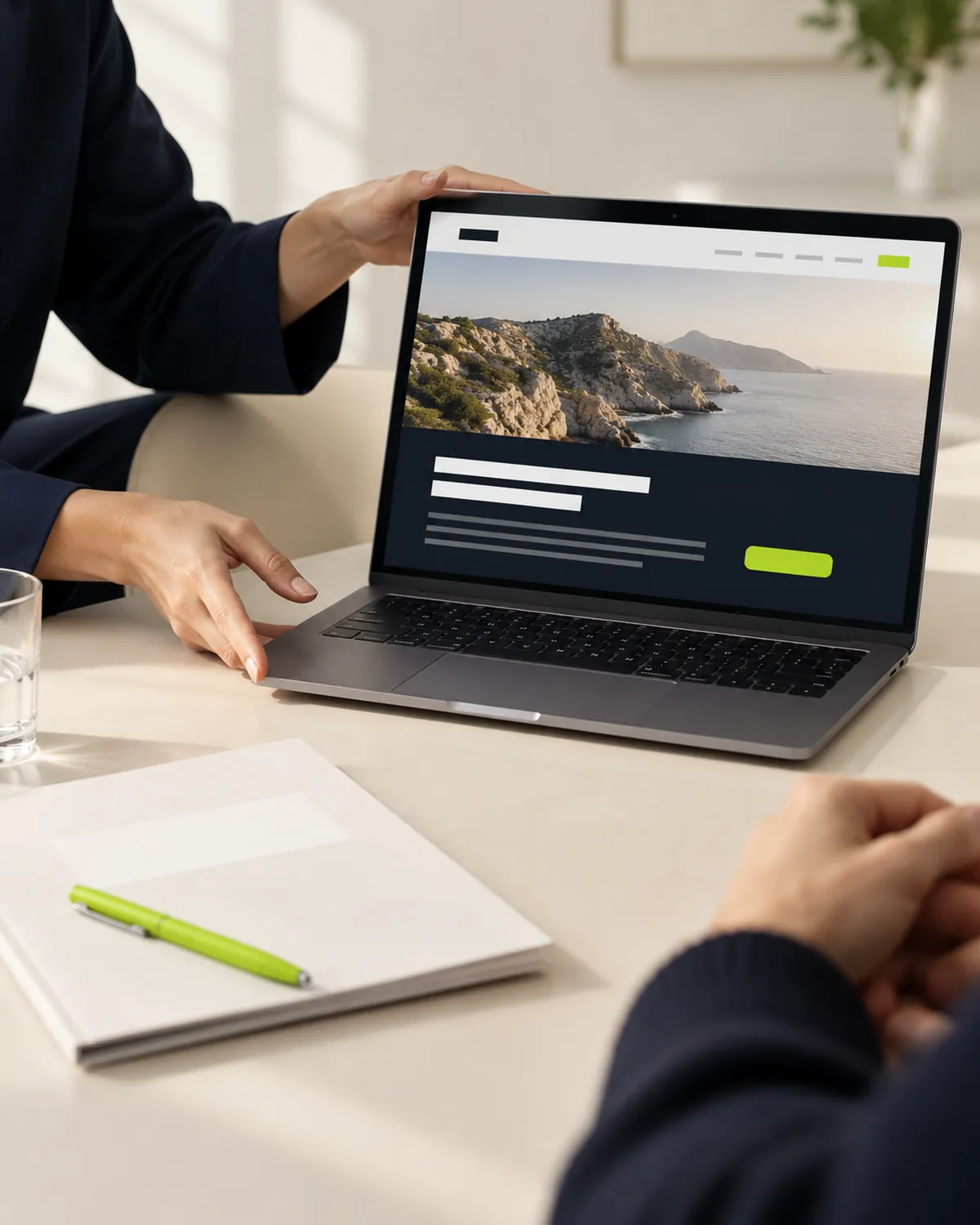 An agency presenting an unbranded website to its client, for white-label builds
